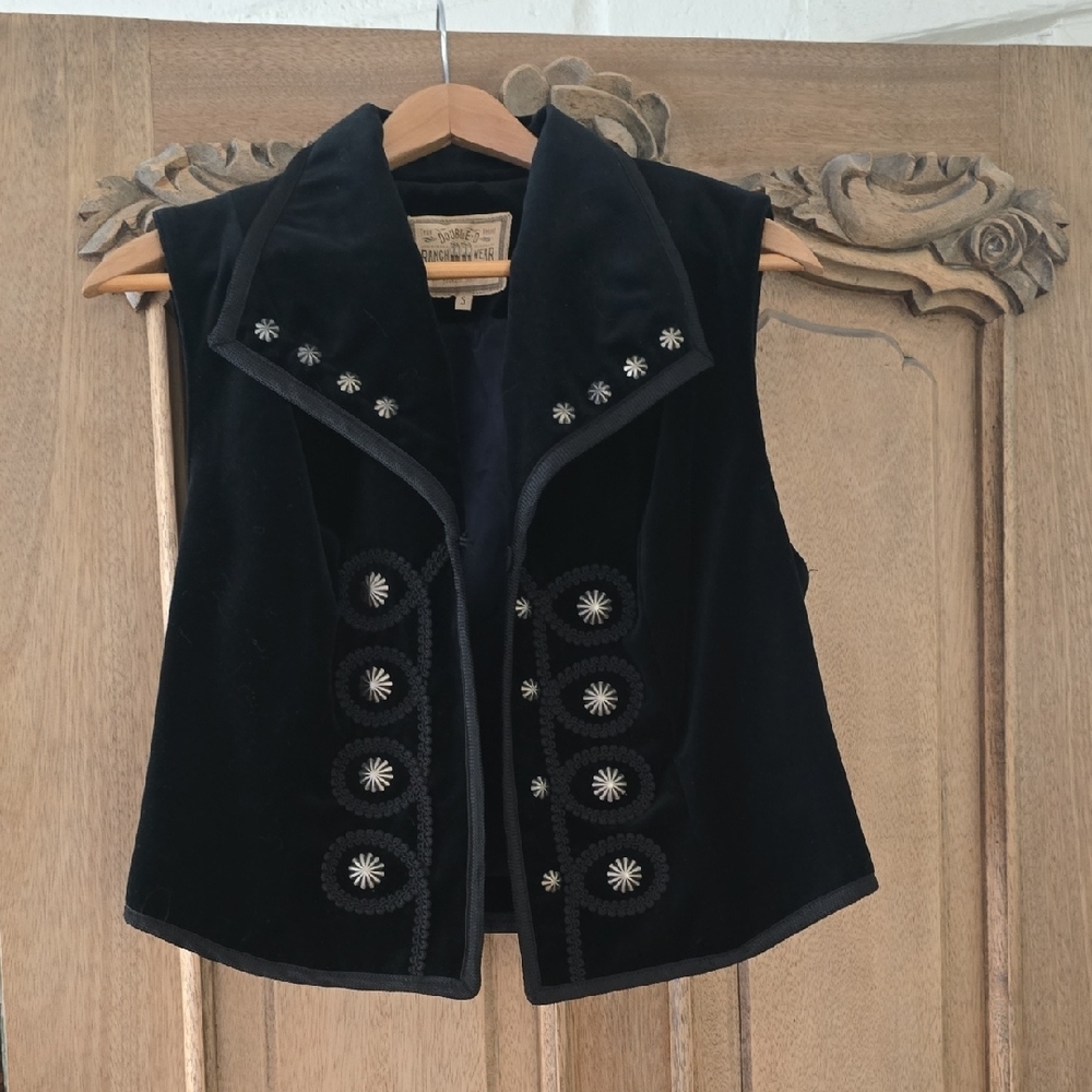 Double D Ranch Black Velvet Vest with High Collar